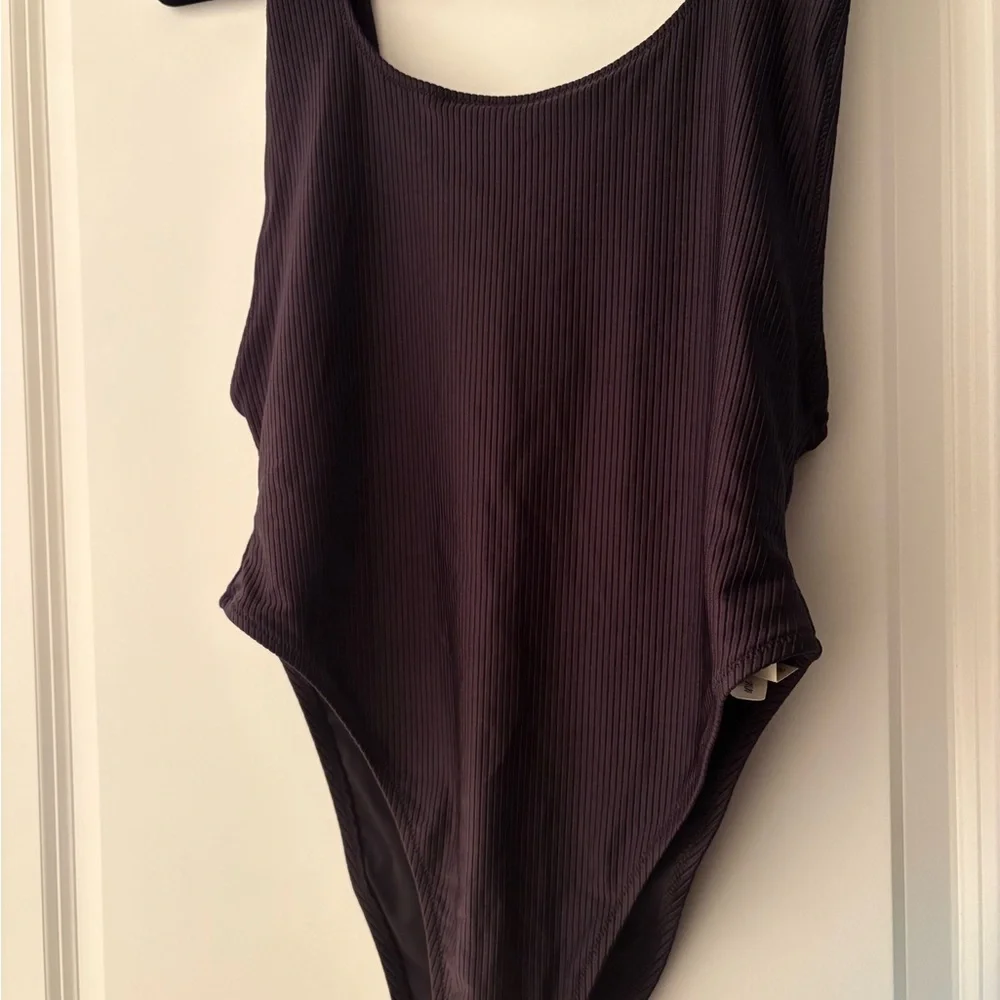 Black Ribbed Swimsuit - Picture 1 of 3